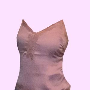 Purple/pink satin strap lace top